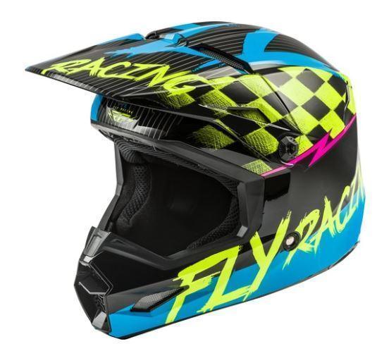 Шлем детский (кроссовый) FLY RACING KINETIC SKETCH ECE синий/Hi-Vis желтый/черный/розовый